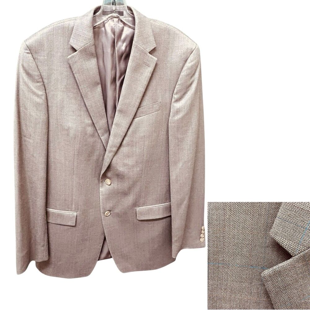 42XL Lauren Ralph Lauren Silk Wool Blazer Mens Extra Long Brown Herringbone